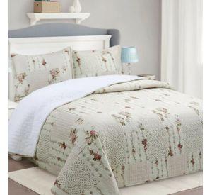 Cubrecama Quilt Sherpa 1.5 - Varios Modelos W.m G Marfil Floral Clásico