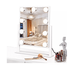 Espejo Tocador Maquillaje Hollywood Mirror 9 Led Usb 3 Modos Blanco
