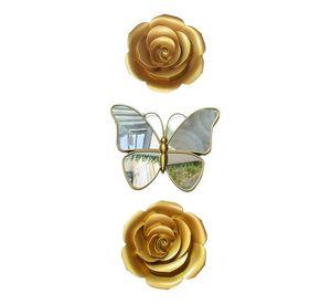 Set 3 Espejo Mariposas Diseño Flores Pared Decorativo Jhn