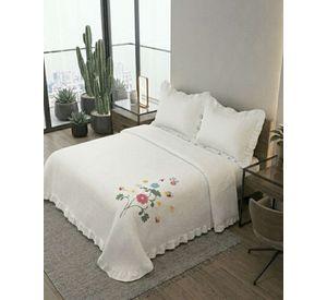 Quilt Cubrecama  Verano Estampado Floral con Bobos 2 Plazas10