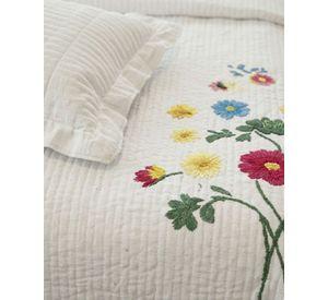 Quilt Cubrecama  Verano Estampado Floral con Bobos 2 Plazas10