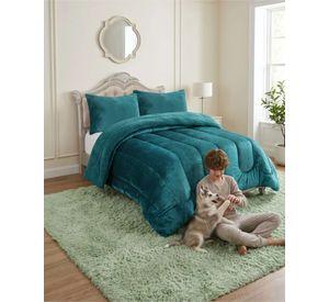 Cubrecama de Plush con Chiporro Diseño Ondas king / Super king verde