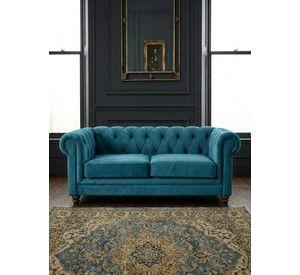 SOFA FLORENCIA 2C TELA VELVET AZUL PETROLEO