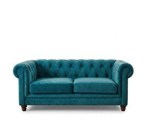SOFA FLORENCIA 2C TELA VELVET AZUL PETROLEO