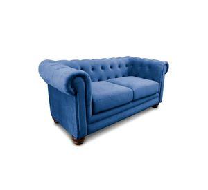 SOFA FLORENCIA 2C TELA VELVET AZUL PETROLEO