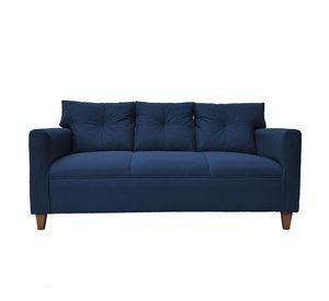 Juego Living Mateo Chenille Azul Pata Madera 3C.1C.1C