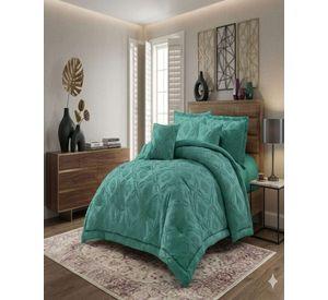 Cubrecama Quilt Nórdico Delgado Diseño Flores 2 plazas verde