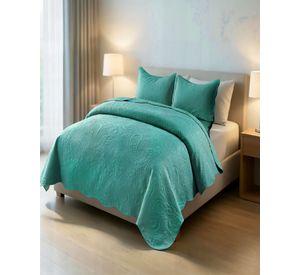 QUILT CUBRECAMA DE VERANO 1,5 PLAZAS CON RELIEVE COLOR VERDE