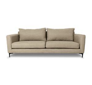 Sofá Alanna Chenille Tipo Lino Beige 2 Cuerpos