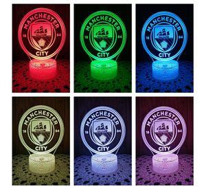 Lámpara ilusión 3D De Manchester City Inglaterra7 Colores Led