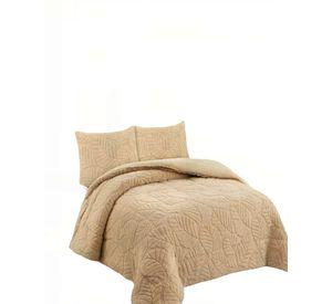 CUBRECAMA DE RELIEVE  2 PLAZAS COLOR BEIGE