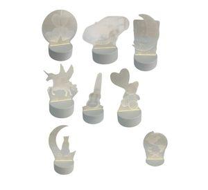 Lámpara 3D Acrílico 8 Diseños Luz Cálida USB