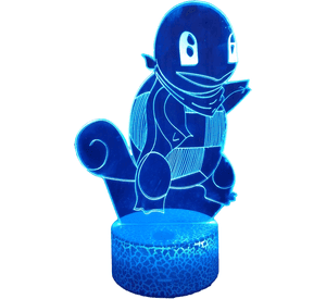 Lámpara ilusión 3D De Squirtle 7 Colores Led