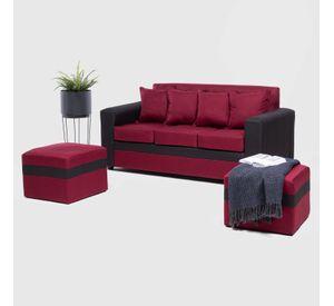 SOFA PARIS 2 POUF NEGRO ROJO