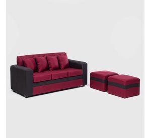 SOFA PARIS 2 POUF NEGRO ROJO
