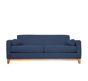 Sofá Meli Chenille Tipo Lino Azul 2 Cuerpos