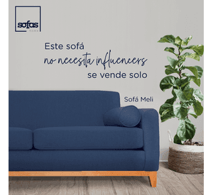 Sofá Meli Chenille Tipo Lino Azul 2 Cuerpos