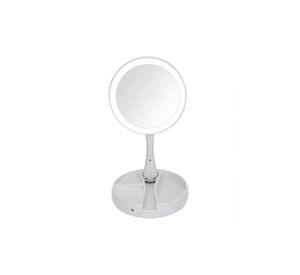 Espejo con Luz LED para Maquillaje Plegable y Aumento X10