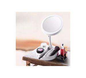 Espejo con Luz LED para Maquillaje Plegable y Aumento X10