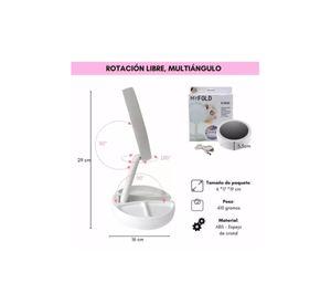 Espejo con Luz LED para Maquillaje Plegable y Aumento X10