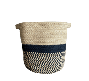 Canasto de cuerda negro con beige