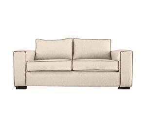 Sofá Gabro Chenille Tipo Lino Beige 3 Cuerpos