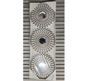 Set x3 Espejos Decorativos con Marco de Diseño de Sol en Tono Plateado