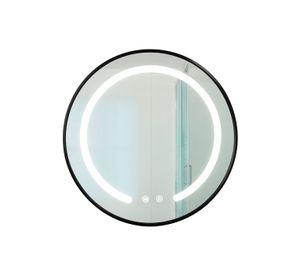 Espejo Redondo Marco Negro Touch con Luz Led 3 colores 60 cm