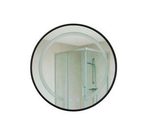 Espejo Redondo Marco Negro Touch con Luz Led 3 colores 60 cm