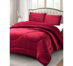 Cubrecama plush con chiporro Acolchado liso King burdeo