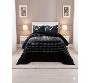 Cubrecama Plush con Chiporro de Invierno 2 Plazas negro