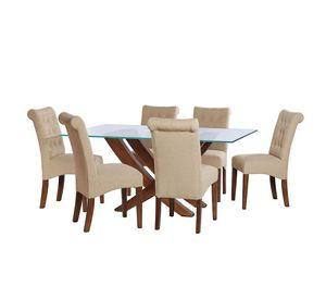 Juego De Comedor Alicante 6 Sillas Oviedo Lino Natural