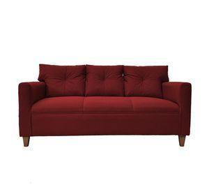 Juego Living Mateo Chenille Rojo Pata Madera 3C.1C.1C