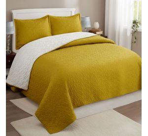 Cubrecama Quilt Sherpa 2pl - Varios Modelos W.m G Amarillo Mostaza Intenso Moderno Y Luminoso
