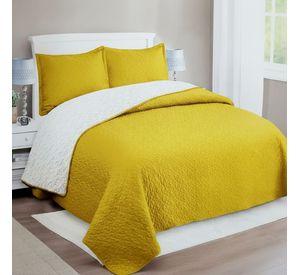 Cubrecama Quilt Sherpa 2pl - Varios Modelos W.m G Amarillo Mostaza Intenso Moderno Y Luminoso