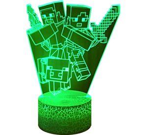 Lámpara ilusión 3D Minecraft 7 Colores Led Diamantito