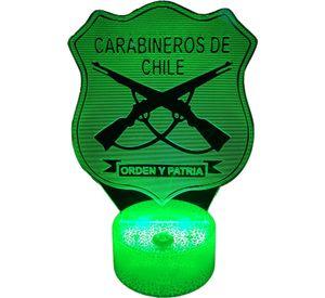 Lámpara ilusión 3D De Insignia Carabineros 7 Colores Led