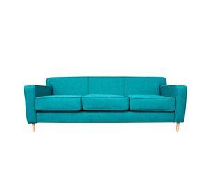 Sofá Lilen Chenille Tipo Lino Turquesa 3 Cuerpos