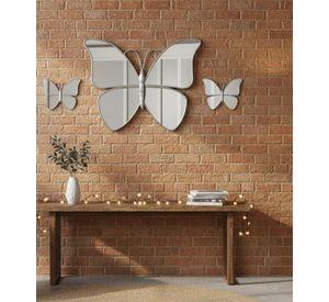 Set 3 Espejo Decorativo Pared Mariposa Funcional Hogar Jhn