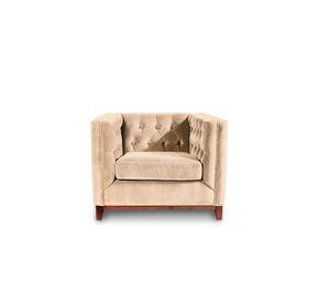 Sofá Roma 1 Cuerpo Capitoné Tela Velvet Beige