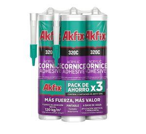 Pack 3 Adhesivo Para Cornisas Y Poliestireno Akfix 320c 310m