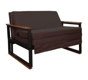 Futon Metalico Folk -1.5 Plazas - 3 Posiciones - Chocolate