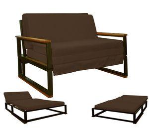 Futon Metalico Folk -1.5 Plazas - 3 Posiciones - Chocolate