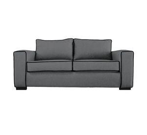 Sofá Gabro Chenille Tipo Lino Gris 3 Cuerpos