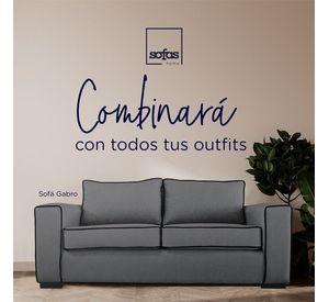 Sofá Gabro Chenille Tipo Lino Gris 3 Cuerpos