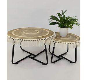 Set Mesa Centro Lateral Redonda Elegante Decorativa Jhn