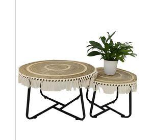 Set Mesa Centro Lateral Redonda Elegante Decorativa Jhn