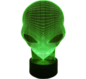 Lámpara ilusión 3D Cara De Alien Marciano 7 Colores Led Marcianeke