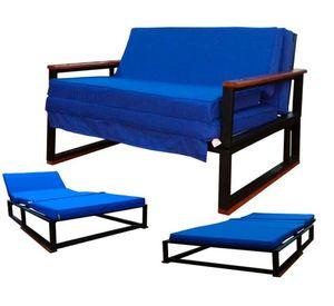 Futon Metalico Folk 1.0 Plaza 3 Posiciones - Azul