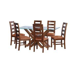 Juego De Comedor Merida 6 Sillas Granada Cuero Kentucky Cafe Claro
